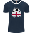 England Football Flag Mens Ringer T-Shirt FotL Navy Blue/White