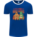 Video Games T-Rex Funny Bigfoot Dinosaur Mens Ringer T-Shirt FotL Royal Blue/White