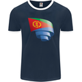 Curled Eritrean Flag Eritrea Flag Day Football Mens Ringer T-Shirt FotL Navy Blue/White