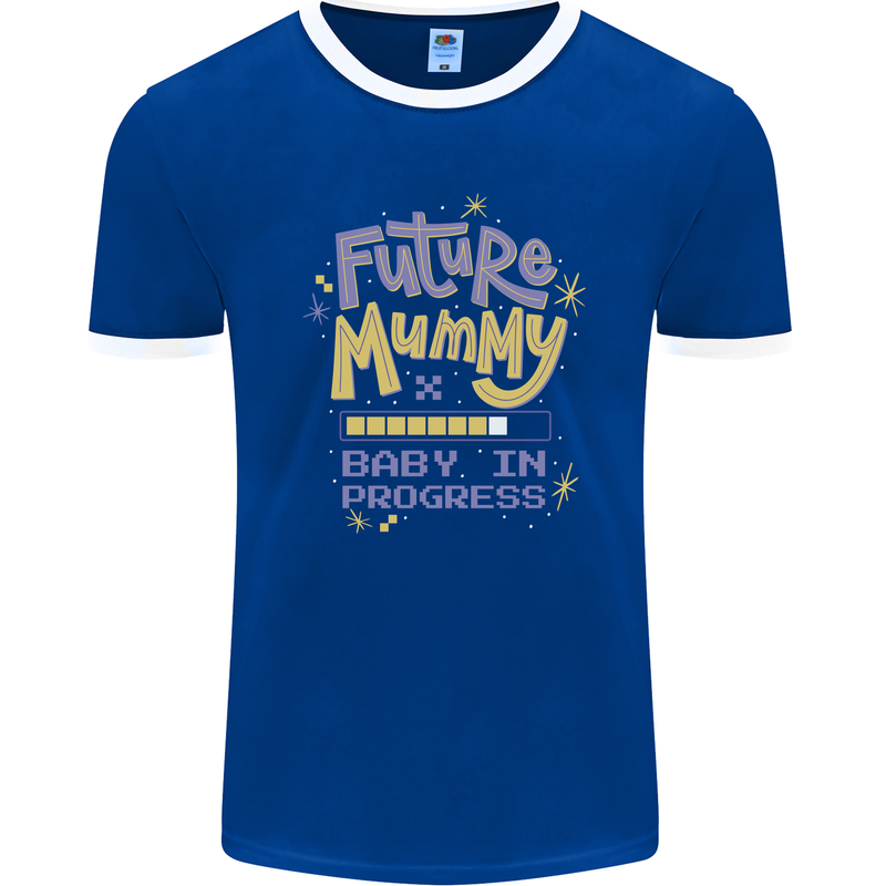 Future Mummy New Baby in Progress Pregnancy Mens Ringer T-Shirt FotL Royal Blue/White