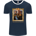 Beagle King Funny Dog Mens Ringer T-Shirt FotL Navy Blue/White