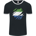 Torn Sierra Leone Flag Leonian Day Football Mens Ringer T-Shirt FotL Black/White