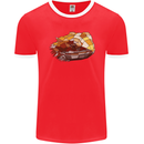 Polygonal Chameleon Mens Ringer T-Shirt FotL Red/White