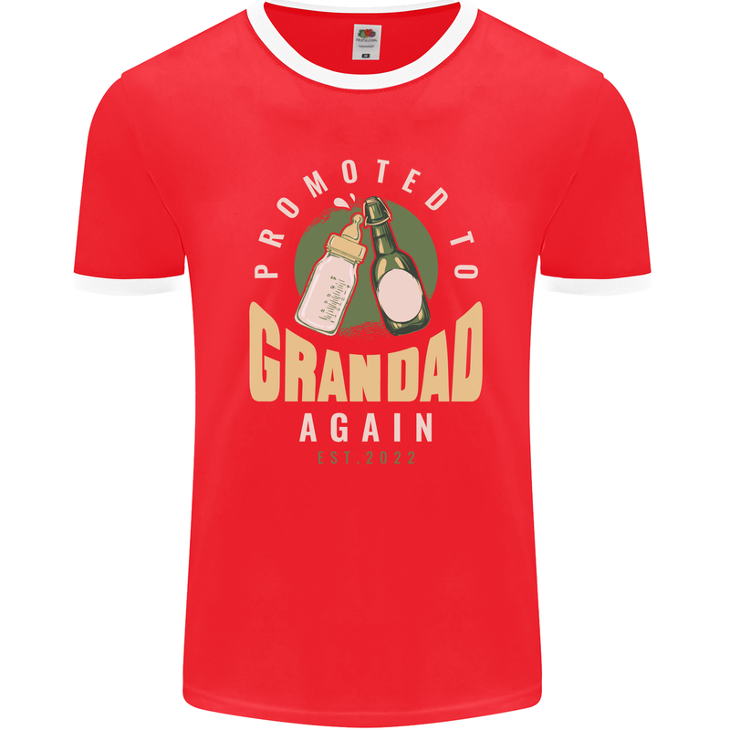 Promoted to Grandad Est. 2022 Mens Ringer T-Shirt FotL Red/White