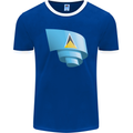 Curled Saint Lucia Flag Lucian Day Football Mens Ringer T-Shirt FotL Royal Blue/White