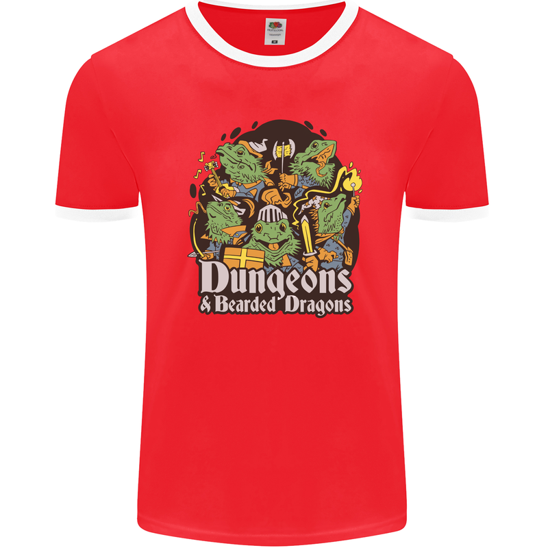 Dungeons & Dragons Role Play Games RPG Mens Ringer T-Shirt FotL Red/White