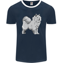 A Samoyed Dog Mens Ringer T-Shirt FotL Navy Blue/White