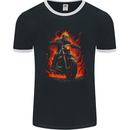 Skull Biker Motorcycle Motorbike Grim Reaper 31 Mens Ringer T-Shirt FotL Black/White