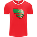 Curled Mauritania Flag Mauritanian Day Football Mens Ringer T-Shirt FotL Red/White