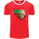 Curled Mauritania Flag Mauritanian Day Football Mens Ringer T-Shirt FotL Red/White