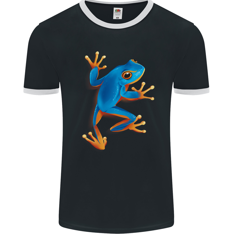 A Cool Frog Climbing Up Mens Ringer T-Shirt FotL Black/White