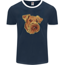 An Airedale Terrier Waterside Bingley Dog Mens Ringer T-Shirt FotL Navy Blue/White