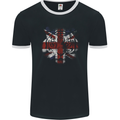 Union Jack Tiger Great Britain Flag UK Mens Ringer T-Shirt FotL Black/White