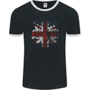 Union Jack Tiger Great Britain Flag UK Mens Ringer T-Shirt FotL Black/White