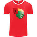 Curled Guinea-Bissau Flag Day Football Mens Ringer T-Shirt FotL Red/White