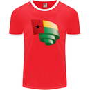 Curled Guinea-Bissau Flag Day Football Mens Ringer T-Shirt FotL Red/White