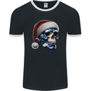 Scotland Christmas Skull Xmas Scottish Flag Biker Mens Ringer T-Shirt FotL Black/White