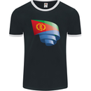 Curled Eritrean Flag Eritrea Flag Day Football Mens Ringer T-Shirt FotL Black/White