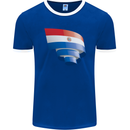 Curled Paraguay Flag Paraguayan Day Football Mens Ringer T-Shirt FotL Royal Blue/White