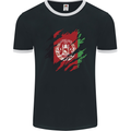 Torn Afghanistan Flag Afghan Day Football Mens Ringer T-Shirt FotL Black/White