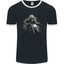 Skull Biker Motorcycle Motorbike Grim Reaper 5 Mens Ringer T-Shirt FotL Black/White