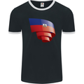 Curled Haiti Flag Haitian Day Football Mens Ringer T-Shirt FotL Black/White