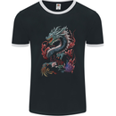 Fantasy Fire Dragon 7 Mens Ringer T-Shirt FotL Black/White