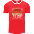 I Fix Stuff Funny Electrician Sparky Mechanic Mens Ringer T-Shirt FotL Red/White