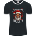 Horror Holidays Evil Santa Skull Christmas Xmas Mens Ringer T-Shirt FotL Black/White