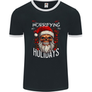 Horror Holidays Evil Santa Skull Christmas Xmas Mens Ringer T-Shirt FotL Black/White