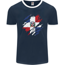 Torn Dominican Republic Flag Dominicanos Day Mens Ringer T-Shirt FotL Navy Blue/White