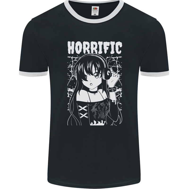 Anime Horrific Mens Ringer T-Shirt FotL Black/White