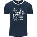 Antisocial Butterfly Funny Mens Ringer T-Shirt FotL Navy Blue/White