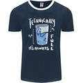 Technically the Glass is Always Full Science Nerd Mens Ringer T-Shirt FotL Navy Blue/White