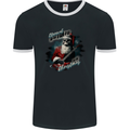 Eternal Spirit Santa Skull Christmas Rock Guitar Mens Ringer T-Shirt FotL Black/White