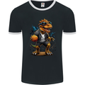 Basketball T-Rex Dinosaur Mens Ringer T-Shirt FotL Black/White