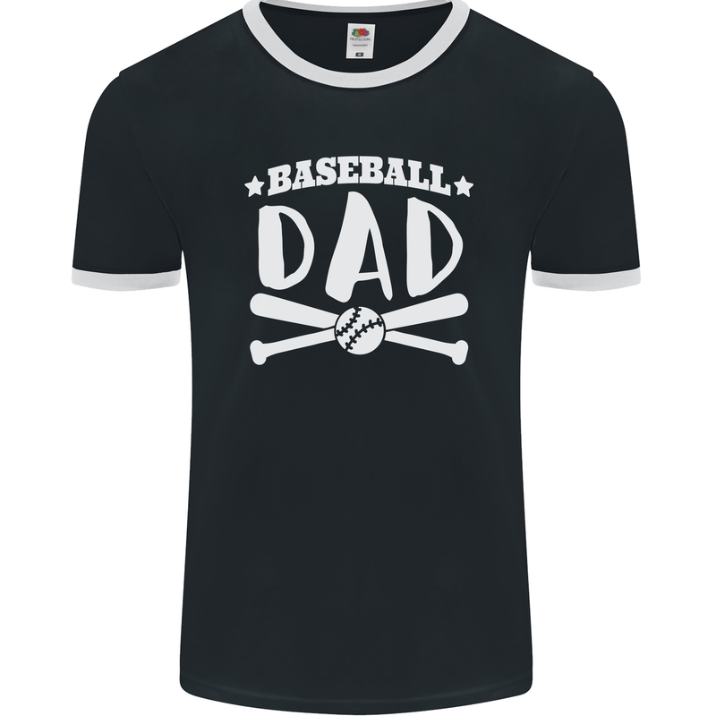 Baseball Dad Funny Fathers Day Mens Ringer T-Shirt FotL Black/White