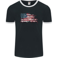 Distressed USA American Stars & Stripes Flag Mens Ringer T-Shirt FotL Black/White