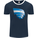 Curled Nicaragua Flag Nicaraguan Day Football Mens Ringer T-Shirt FotL Navy Blue/White