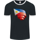 Curled Philippines Flag Philipino Day Football Mens Ringer T-Shirt FotL Black/White