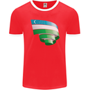 Curled Uzbekistan Flag Ukbek Day Football Mens Ringer T-Shirt FotL Red/White