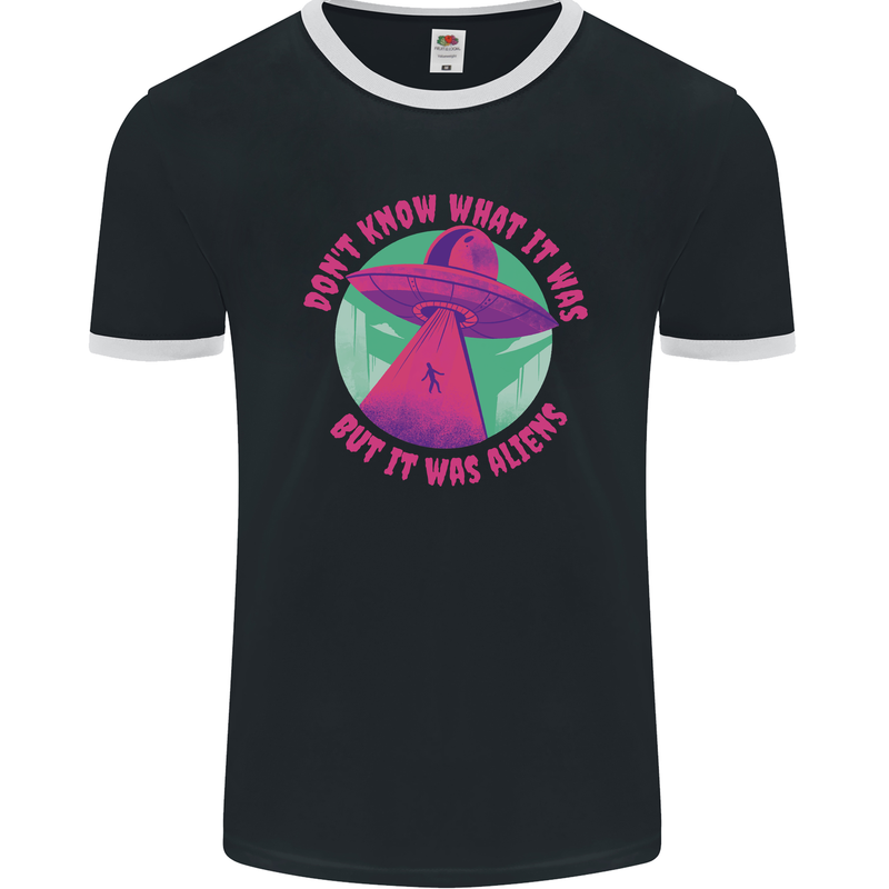 It Was Aliens UFO Mens Ringer T-Shirt FotL Black/White