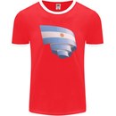 Curled Argentina Flag Argentinian Day Football Mens Ringer T-Shirt FotL Red/White