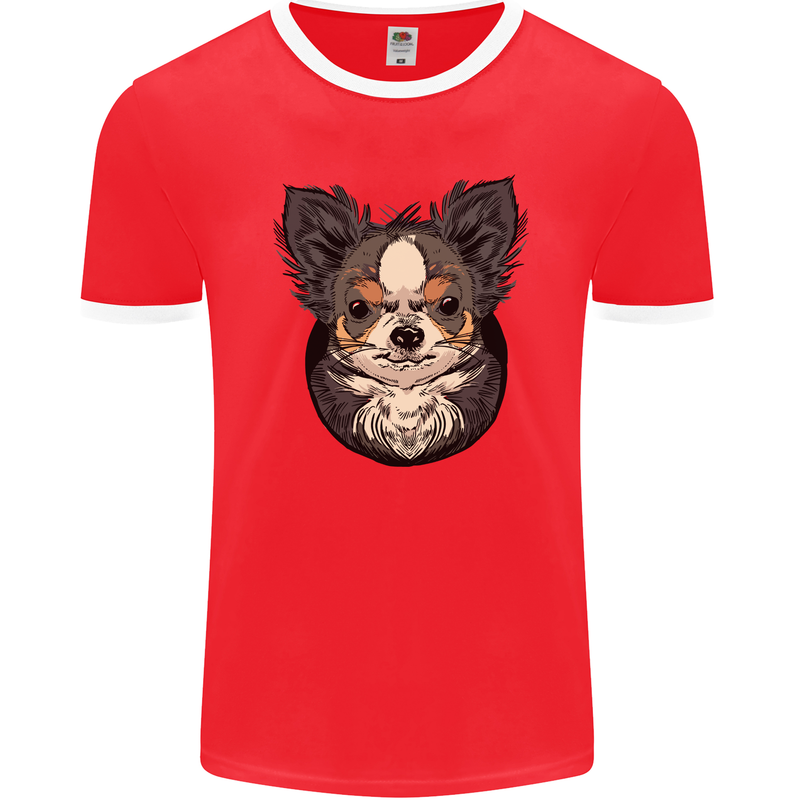 Angry Chihuahua Mens Ringer T-Shirt FotL Red/White