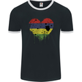 Love Mauritius Flag Mauritians Day Football Mens Ringer T-Shirt FotL Black/White