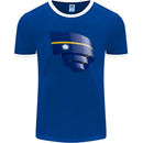 Curled Nauru Flag Nauruan Day Football Mens Ringer T-Shirt FotL Royal Blue/White