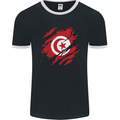 Torn Tunisia Flag Tunisian Day Football Mens Ringer T-Shirt FotL Black/White