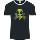 An Alien Eating Magic Mushrooms LSD Mens Ringer T-Shirt FotL Black/White