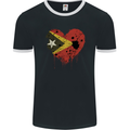 Love East Timor Flag Day Football Mens Ringer T-Shirt FotL Black/White