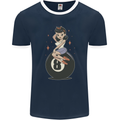 8-Ball Pinup Pool Mens Ringer T-Shirt FotL Navy Blue/White